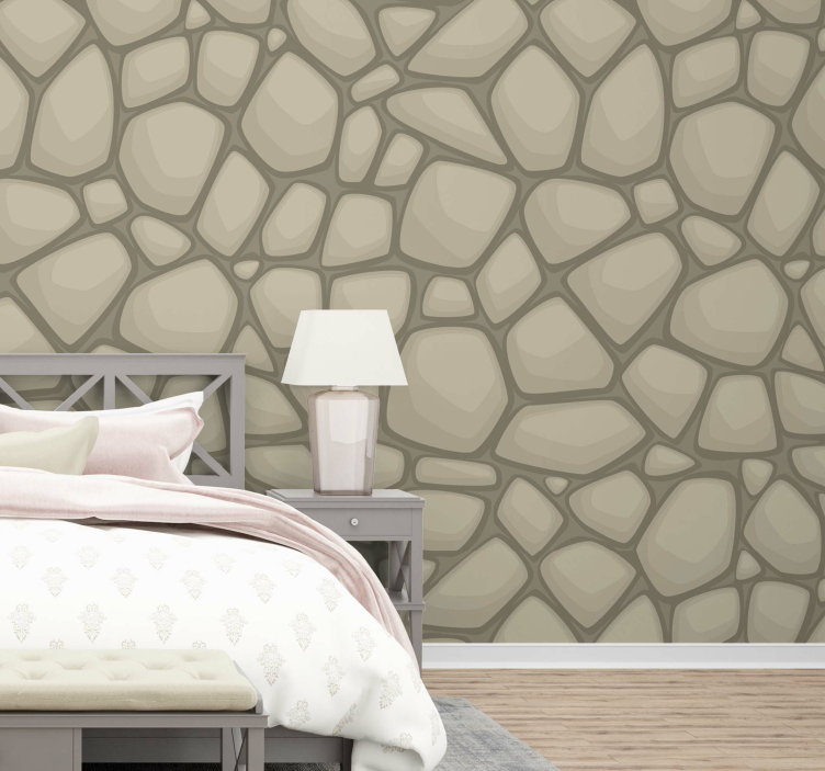 Slaapkamer behang met beige natuursteen - TenStickers
