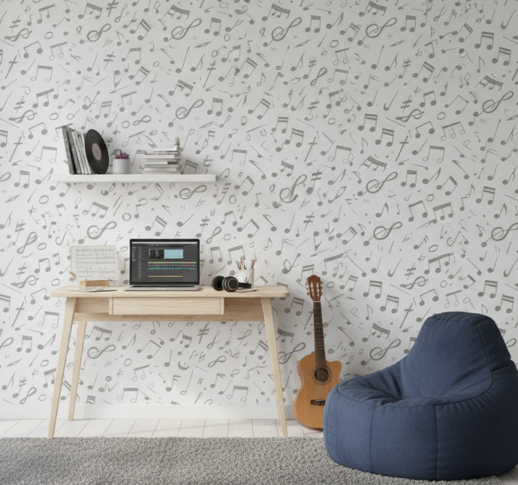 Behang tienerkamer muzieknoten patroon - TenStickers