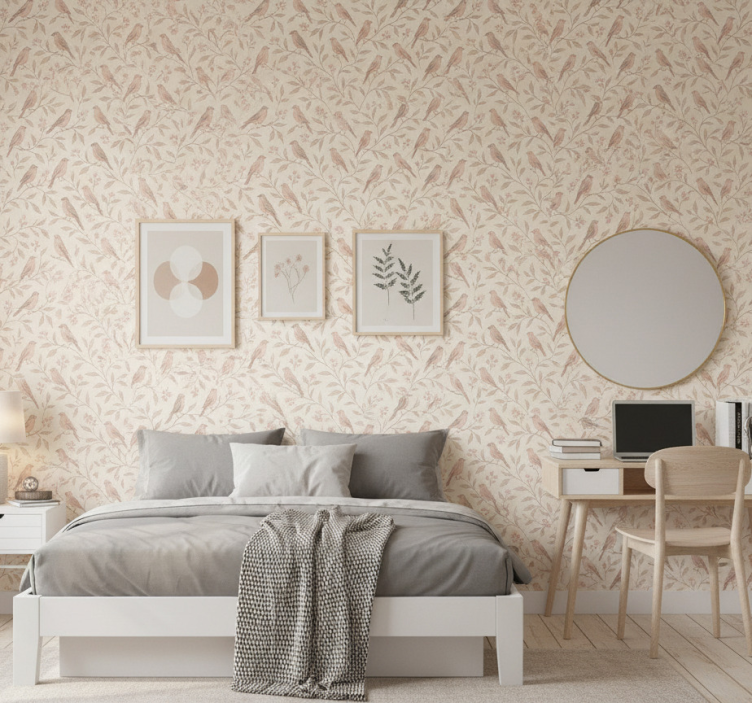 Behang tienerkamer vintage vogelpad - TenStickers