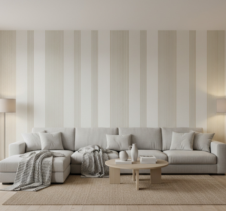 Behang verticale strepen minimalistische crèmekleurige wrap - TenStickers