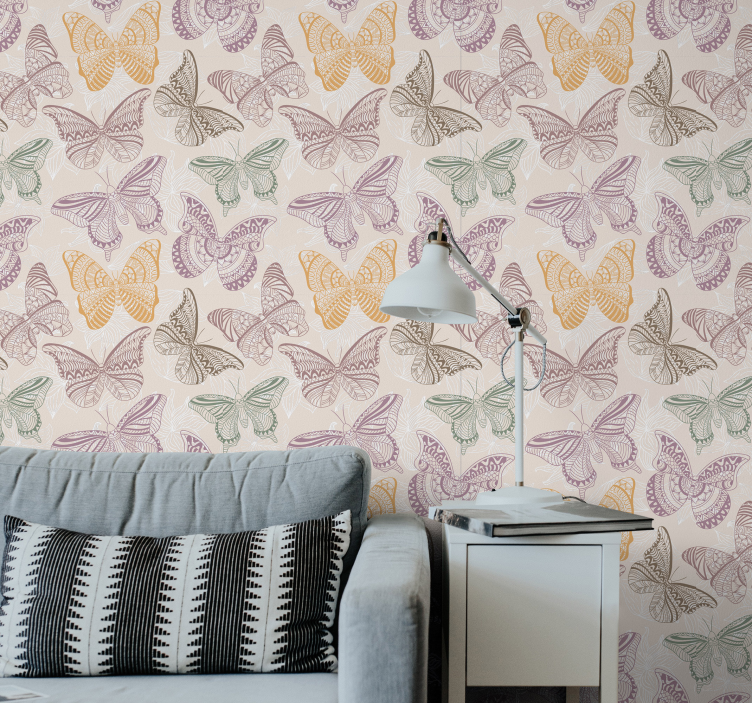 Vlinder behang Gekleurde siervlinders - TenStickers