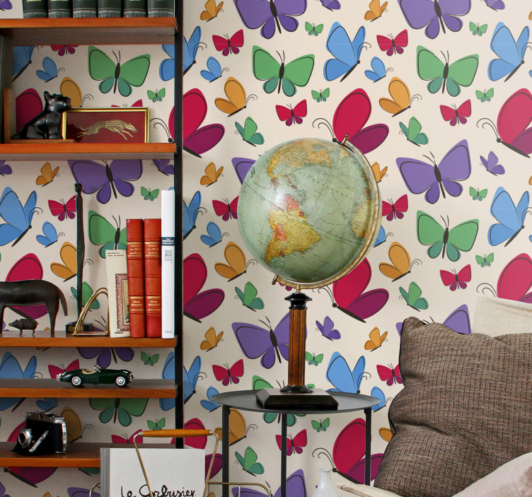 Vlinder behang Vlinders vliegen voor kinderen - TenStickers
