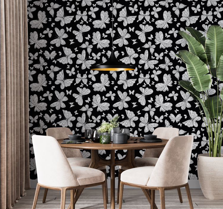Vlinder behang Zwarte vlinders - TenStickers