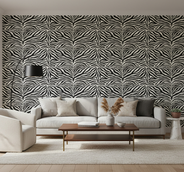 Behang zebra realistisch zebra patroon (b0bqn1plvf) - TenStickers