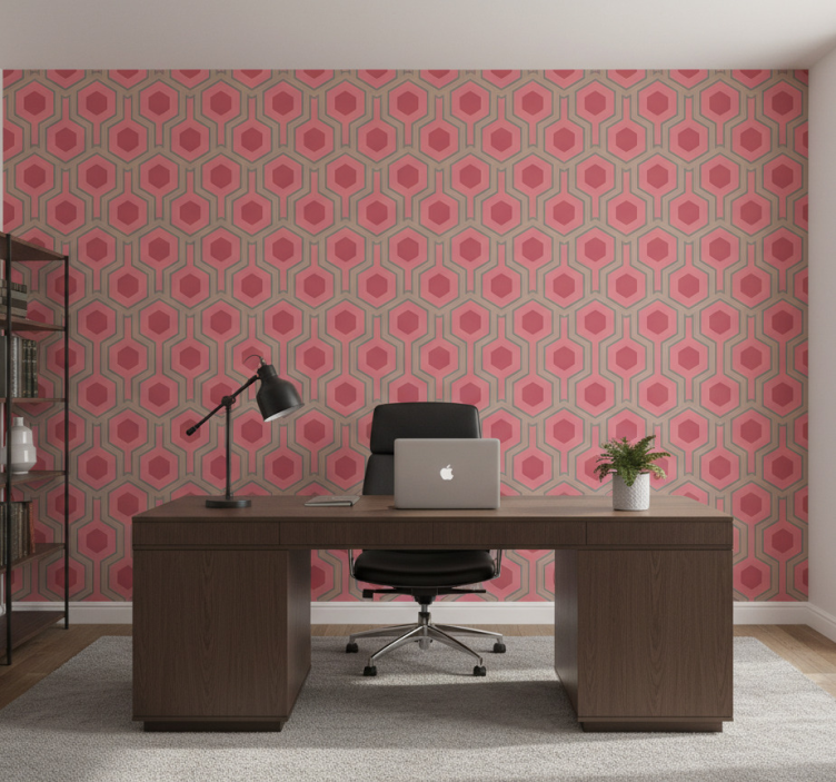 Behangbedrijf 70s roze hexagons - TenStickers