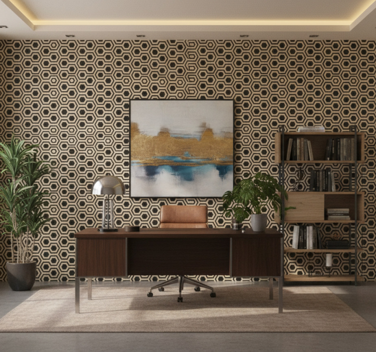 Behangbedrijf geometrisch hexagonaal patroon - TenStickers