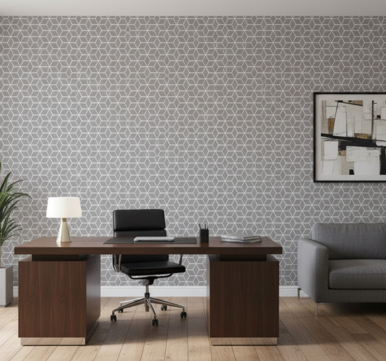 Behangbedrijf grijs en wit hexagon patroon - TenStickers