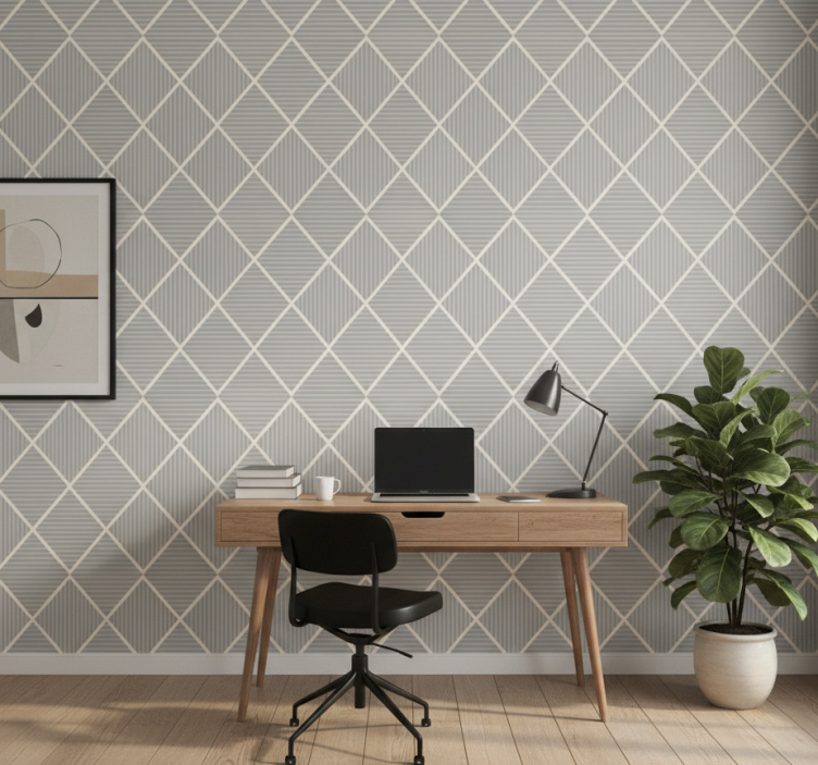 Behangbedrijf onregelmatige grijze rhombussen - TenStickers