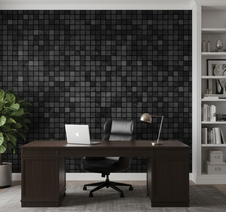 Behangbedrijf zwarte vierkanten - TenStickers