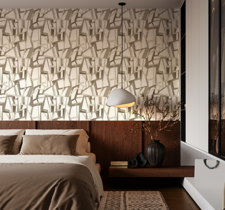 Beige scandinavische stijl abstract behang - TenStickers