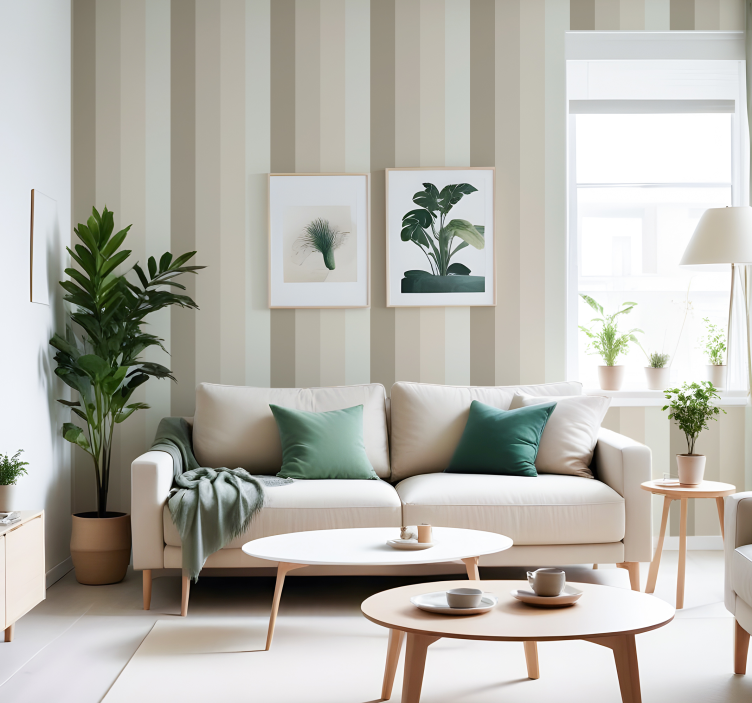 Beige tinten behang verticale strepen - TenStickers