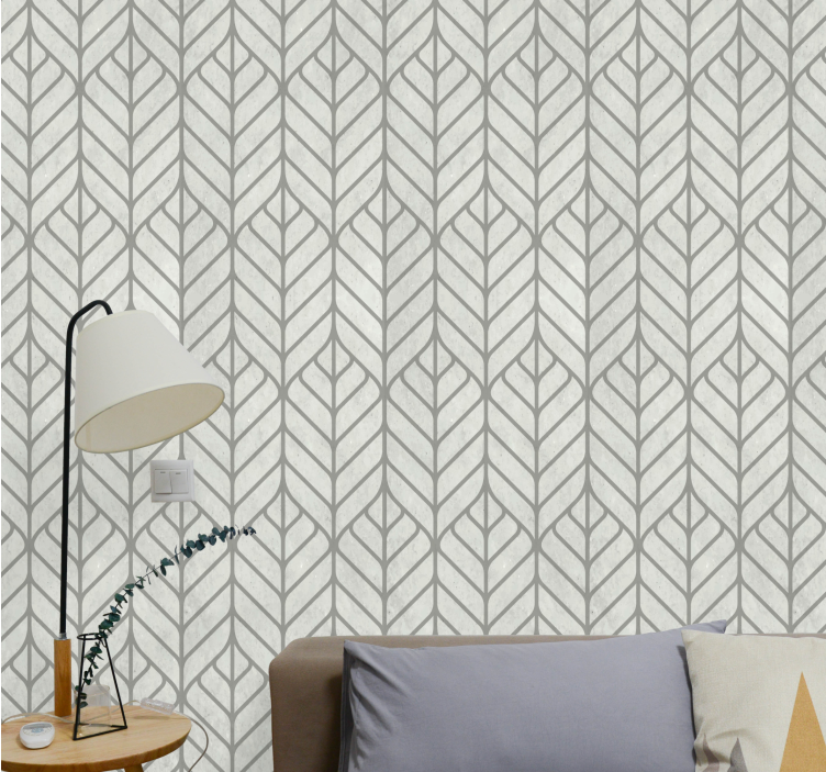 Blad geometrisch ontwerp woonkamer behang - TenStickers