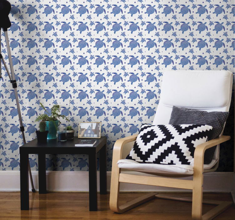 Blauw schildpaddenpatroon dieren behang - TenStickers