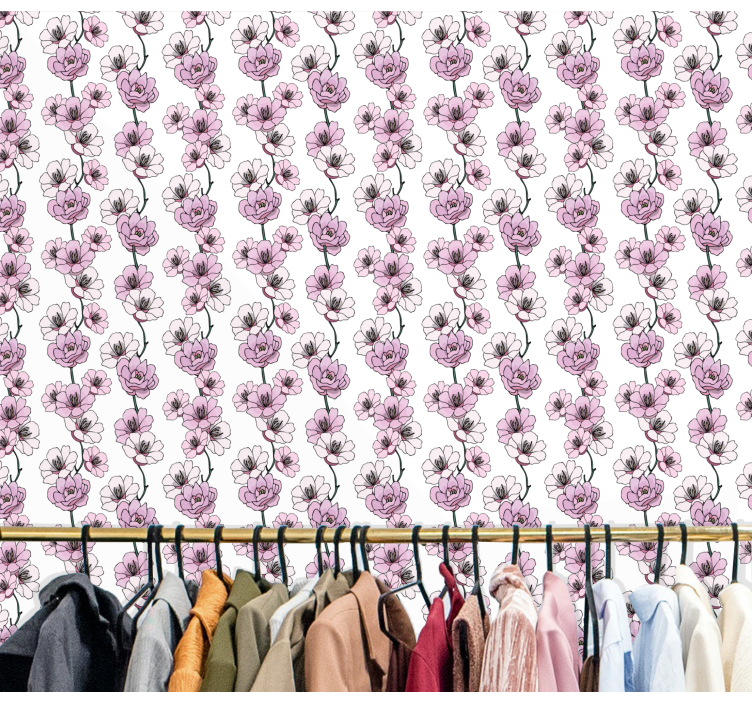 Bloemen bloesems patroon behang  - TenStickers