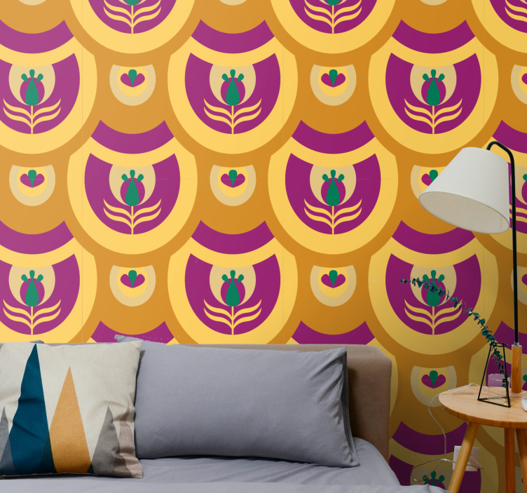 Bloemen embleem ontwerp behang kunst - TenStickers