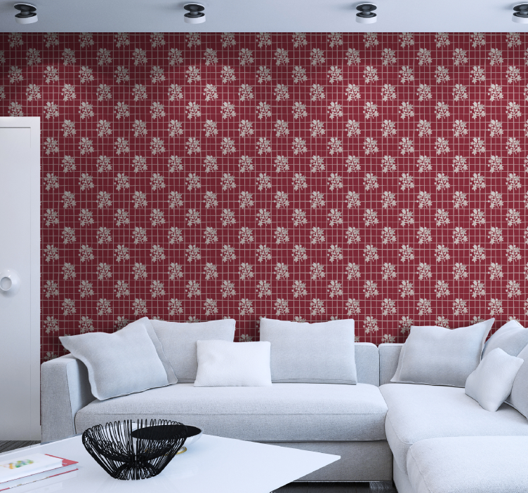 Bloemen mozaïek patroon behang bloemsierkunst - TenStickers