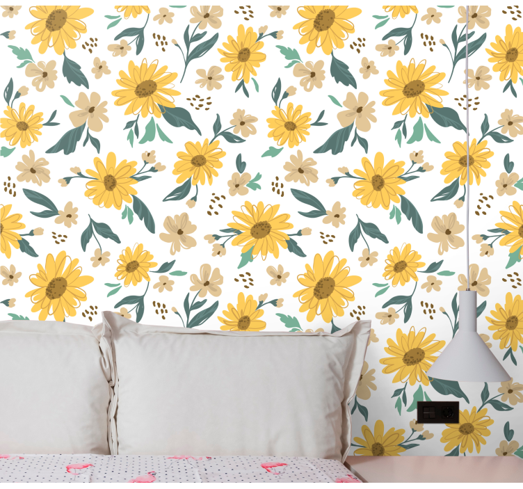 Bloemenarray behang bloemen - TenStickers