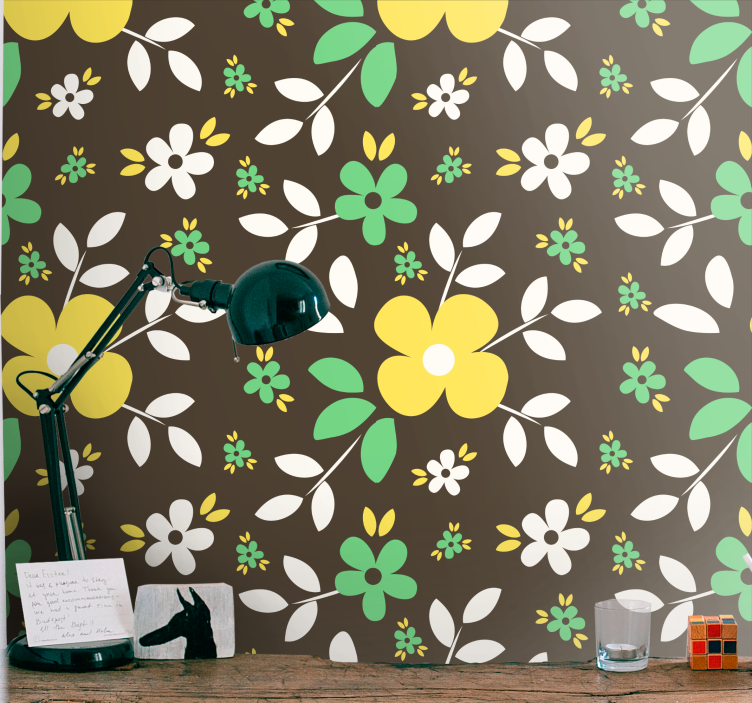 Bloemenbloei behang bloemen - TenStickers