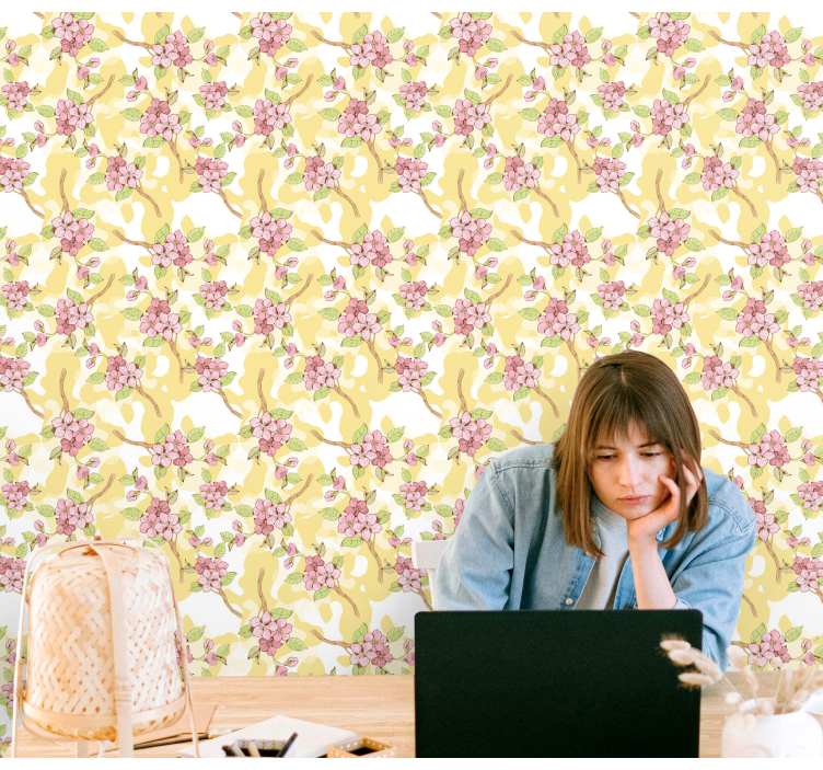 Bloemencascade behang bloemen - TenStickers