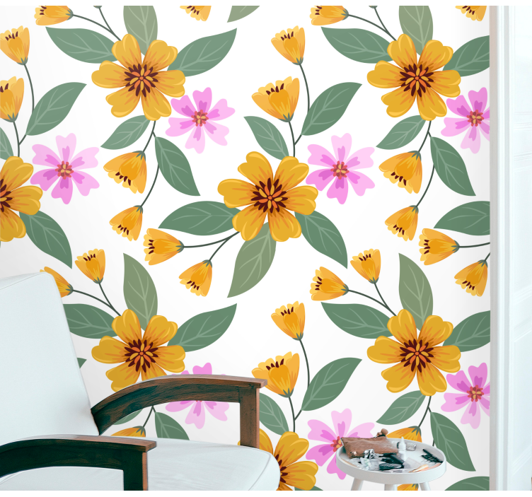 Bloemenovervloed behang bloemen - TenStickers