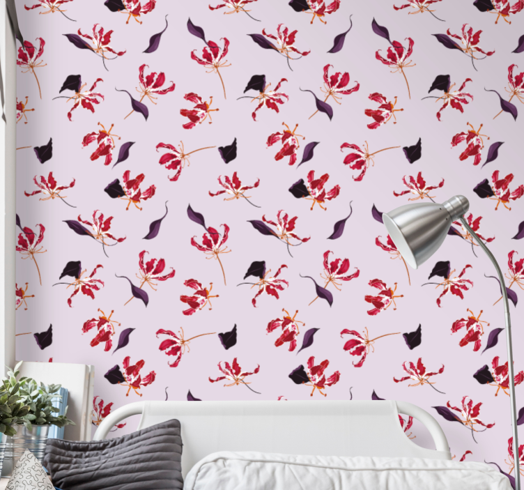 Romantiek roze patroon behang bloemen - TenStickers