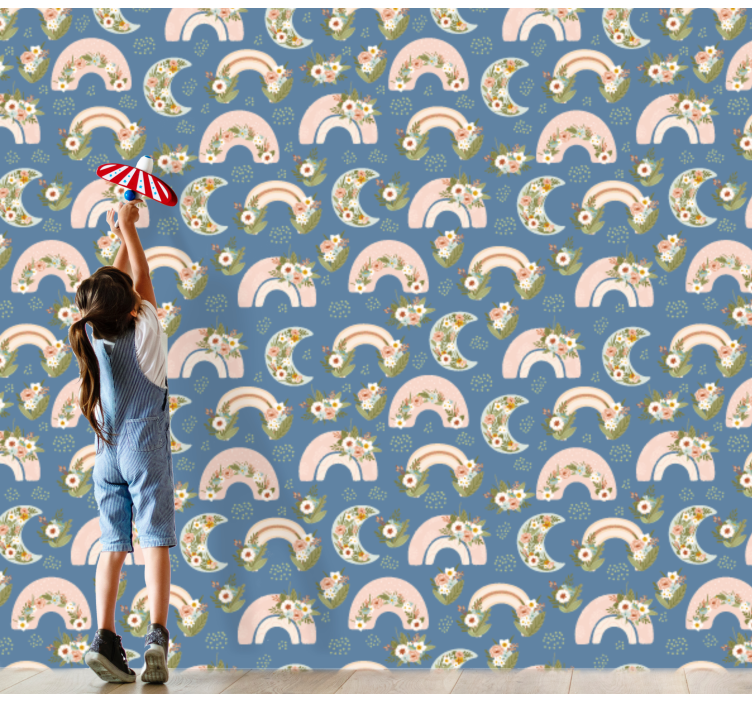 Bloemenregenbogen babykamer behang - TenStickers