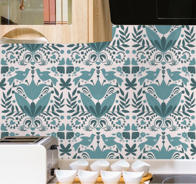 Bloemensymmetriepatronen behang bloemsierkunst - TenStickers