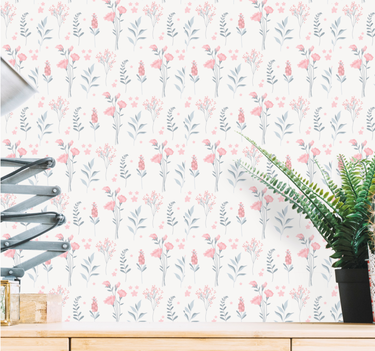 Bloementuin stijl behang bloemen - TenStickers