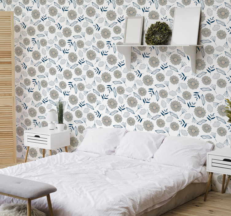 Bloemig decoratief motief behang bloemen - TenStickers