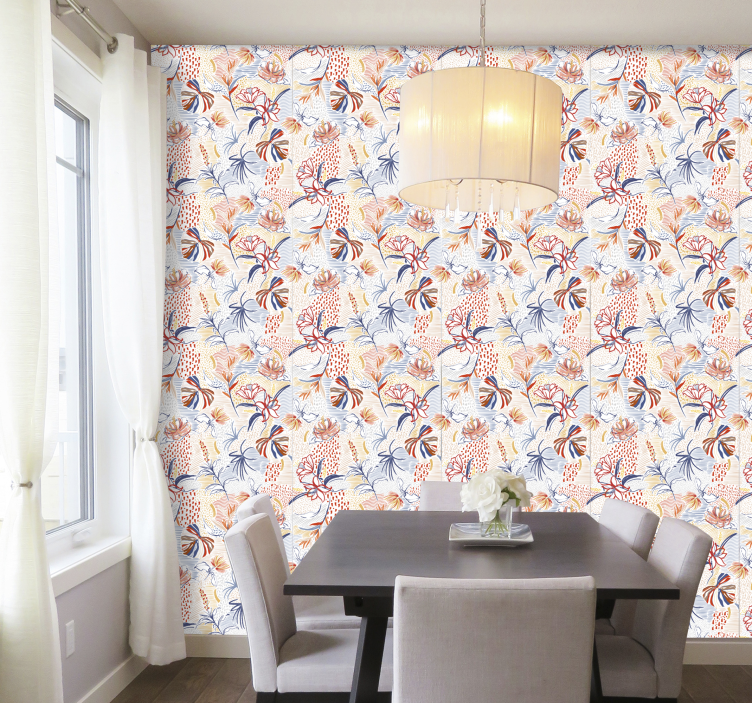 Bloemig elegant ontwerp behang eetkamer - TenStickers