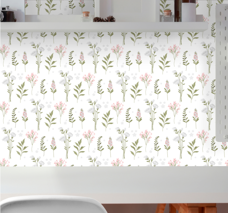 Bloemig elegant patroon behang bloemen - TenStickers