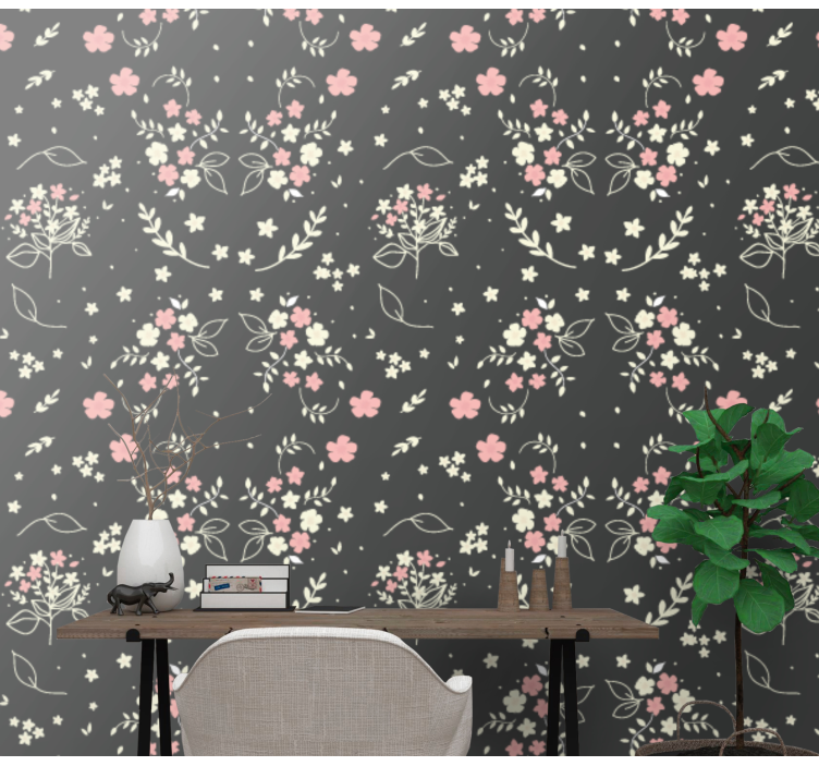 Bloemige botanische charme behang bloemen - TenStickers