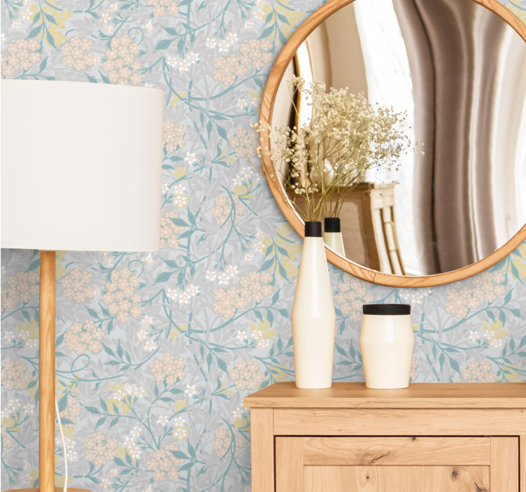 Bloemige hortensia elegantie behang bloemen - TenStickers