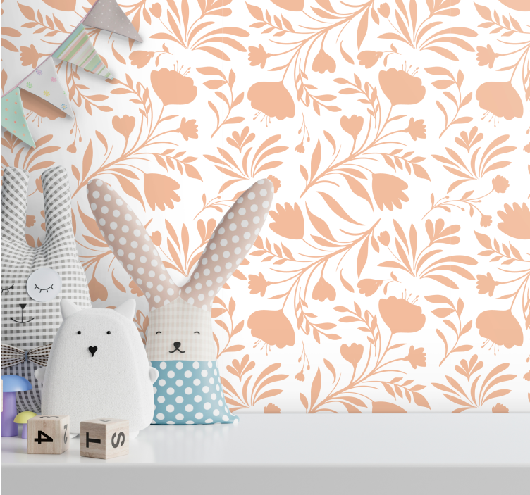 Bloemige lente vibes behang bloemen - TenStickers