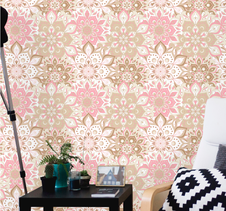 Bloemige sierlijke elegantie behang bloemsierkunst - TenStickers