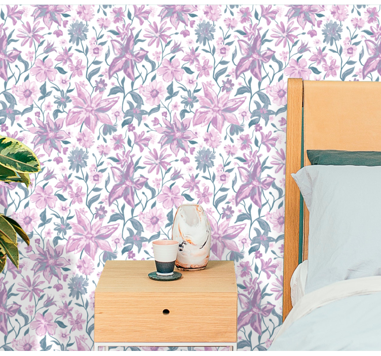 Bloemige slaapkamer ambiance behang bloemen - TenStickers