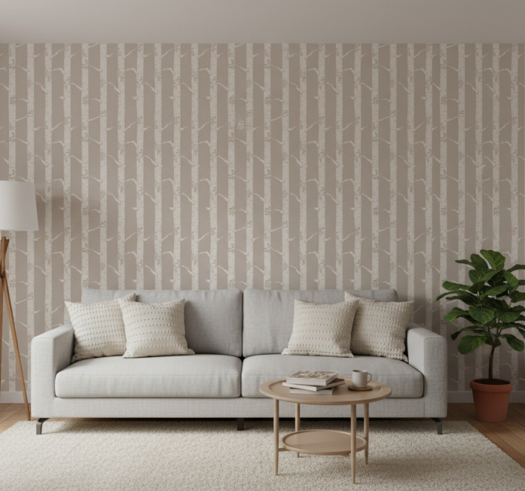 Bomen behang dunne bomen scandinavisch patroon - TenStickers