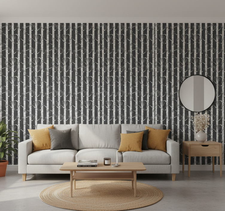 Bomen behang heldere bomen in scandinavische stijl - TenStickers