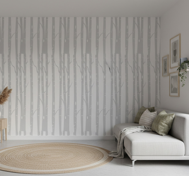 Bomen behang hoge berkenbos scandinavisch - TenStickers