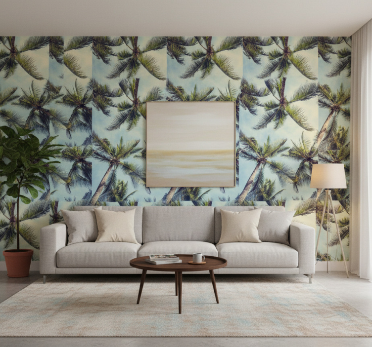 Bomen behang palm bomen vanaf de onderkant - TenStickers