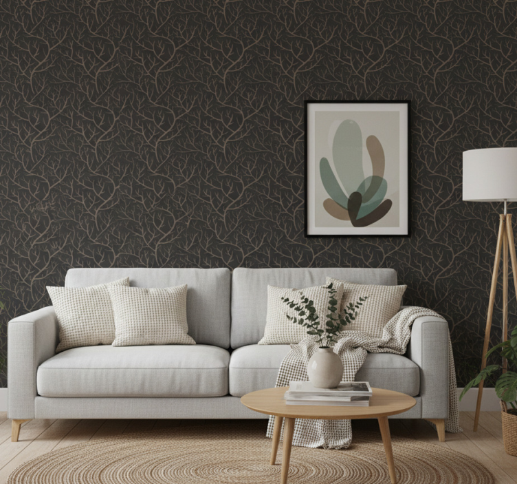 Bomen behang scandinavische stijl nacht bos - TenStickers