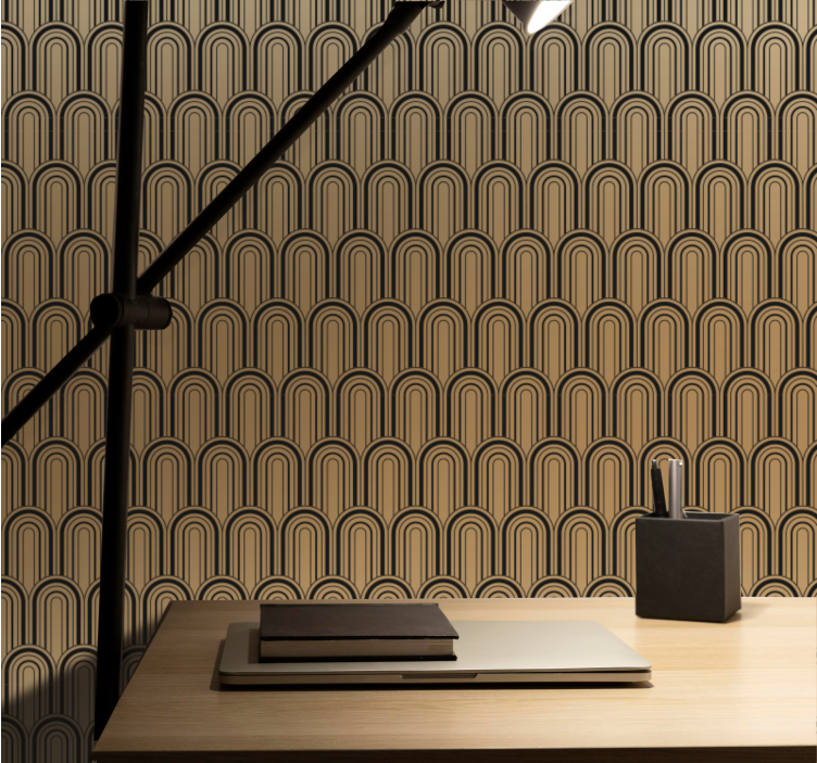 Bruin boogpatroon ontwerp geometrisch behang - TenStickers