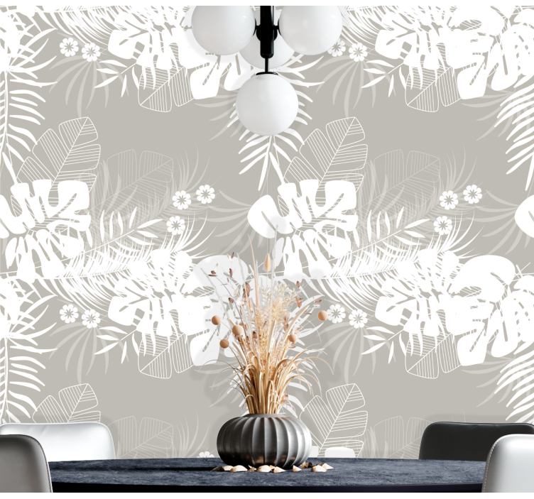 Botanisch silhouet behang bladeren - TenStickers