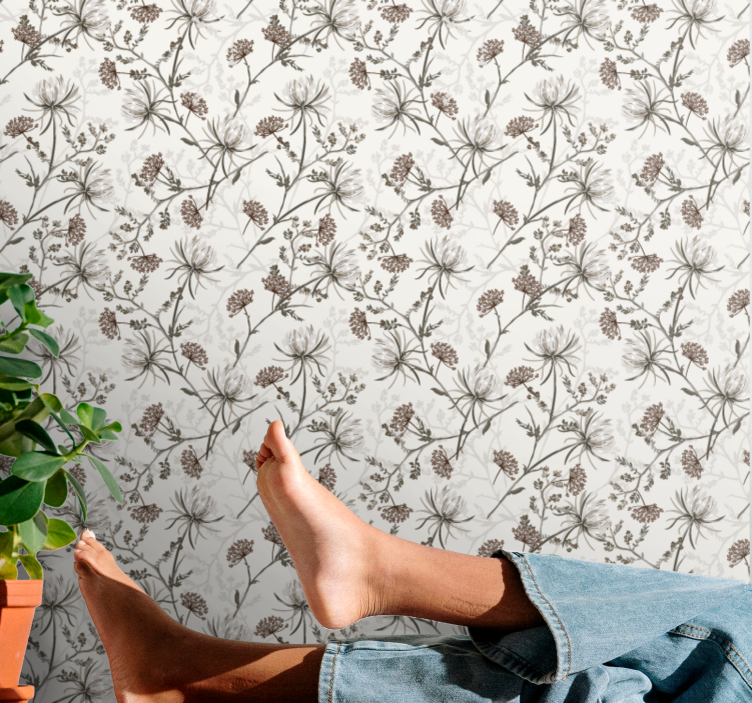 Botanische prenten behang bloemen - TenStickers