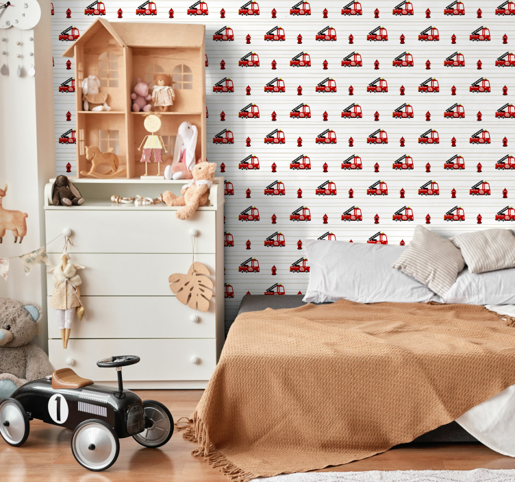 Brandweerpatroon behang kinderkamer - TenStickers