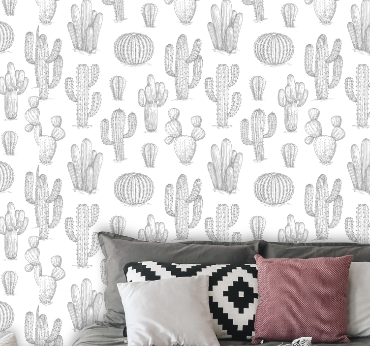 Cactuspatroon natuur behang - TenStickers