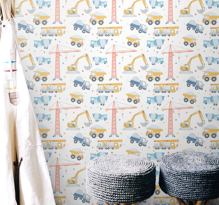 Constructie motieven behang kinderkamer - TenStickers