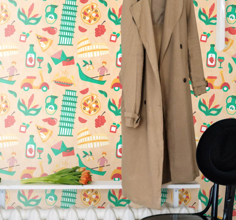 Culturele keukenmotieven behang kunst - TenStickers