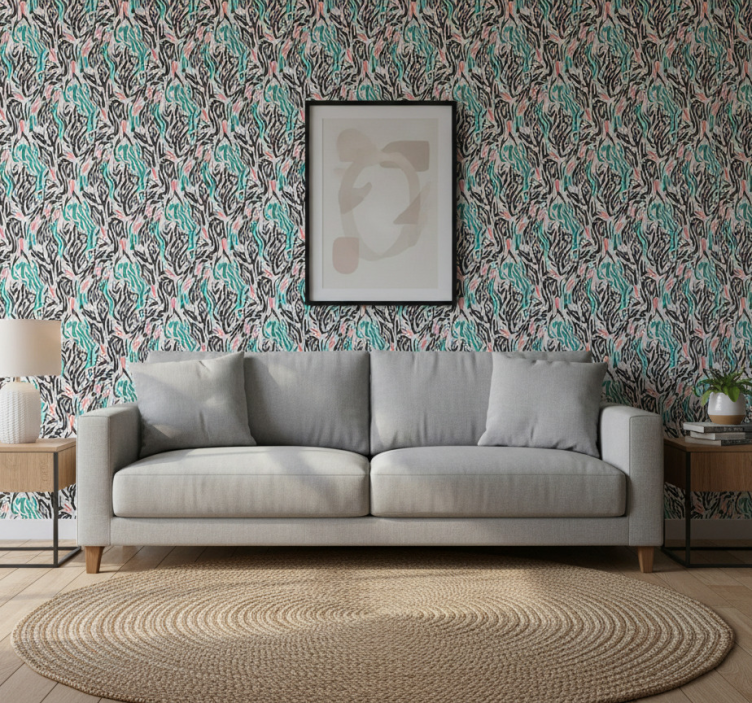 Dieren behang blauwe en roze zebra - TenStickers