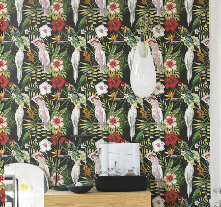 Dierenprint behang Felle kleuren papegaaien - TenStickers